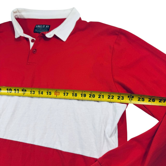 Kings of NY Rugby Polo Shirt Long Sleeve Red White Colorblock XL Mens Casual - Picture 5 of 6